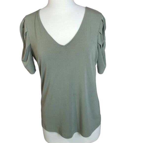 JPR Studio Shirt Ruched Short Sleeve Top Sage Green Size Medium - Picture 3 of 9